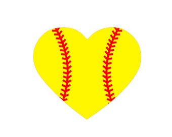 Softball heart decal | Etsy