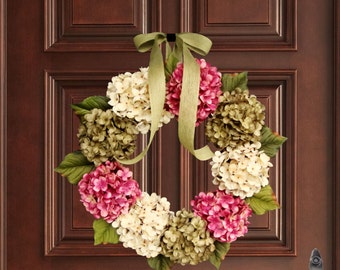 WREATHS | Spring Wreaths | Front Door Wreaths | Hydrangea Wreath | Spring Wreath | Housewarming Gift | Outdoor Wreaths