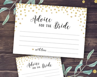 Advice for the Bride and Groom, Bridal Shower Advice Cards, Printable Wedding Advice for the Bride, Instant Download, Gold Marriage Advice