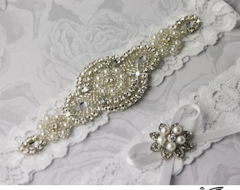 Wedding Garter Set, Wedding Garter Belt, Wedding Garter, Wedding Garter Set, Stretch Lace Garter, Crystal Rhinestone Garter Set