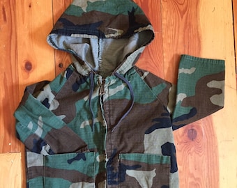 Bébé Vintage enfant Army veste manteau lutin hotte 2 t fait à la main