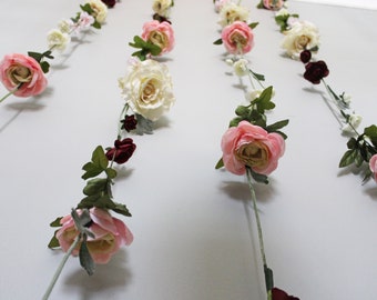 Hanging Flower Backdrop, Wedding Flower Garland, Wedding Ceremony Backdrop, Silk Flower Garland, Wedding Flower Wall