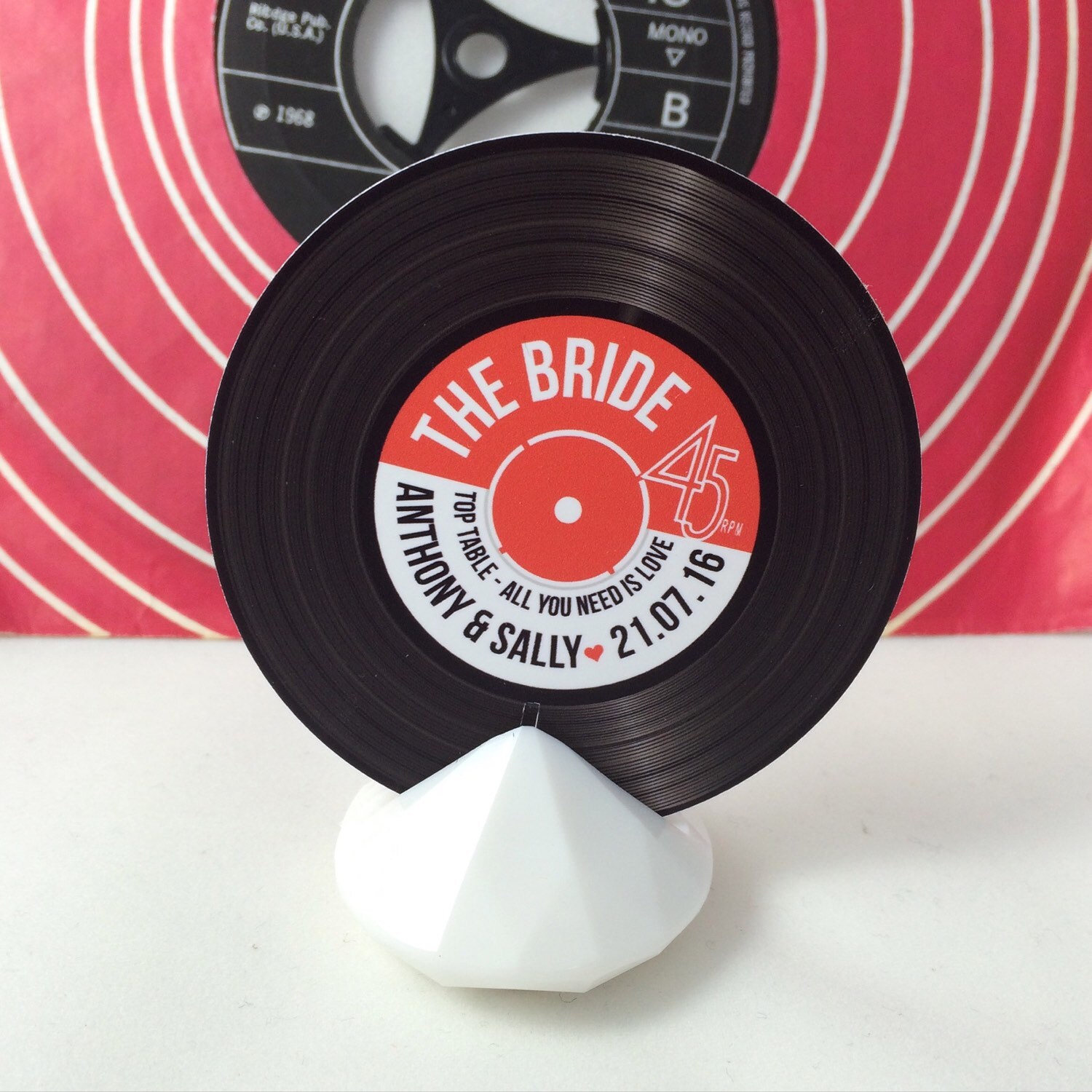 Wedding Party Name Place Cards Vinyl Record Inspired Design Zoom