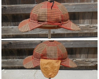 Vintage Deerstalker Hat / Ear Flap Cap / Tweed Deerstalker / Sherlock Holmes Style Hat / Small Hat