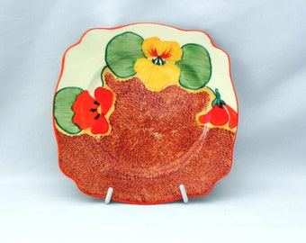 Early *Bizarre* CLARICE CLIFF *NASTURTIUM* Leda Plate c1933 - Lovely
