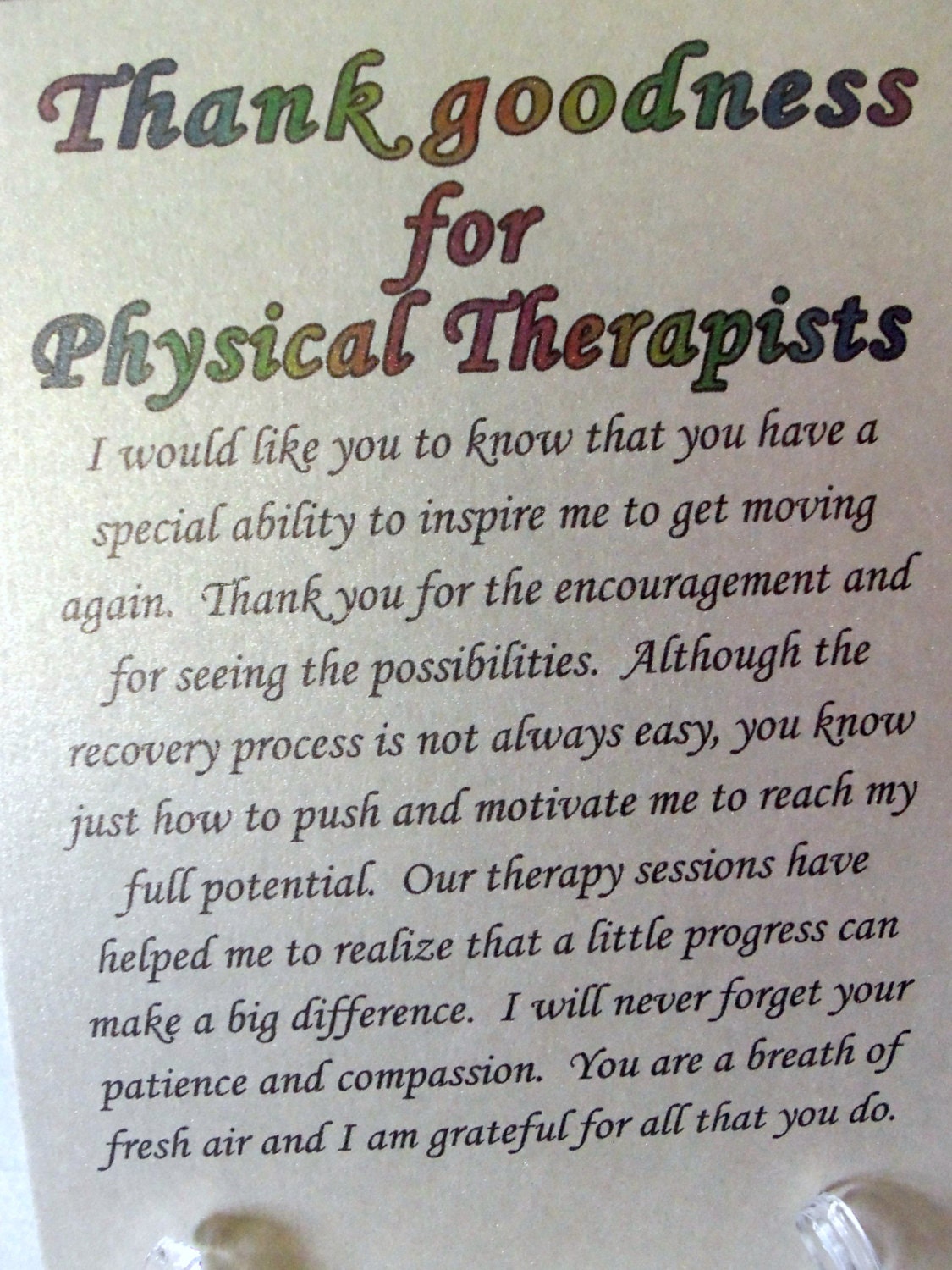 Physical therapist card physical therapy card thanks