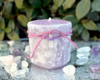 Enchanted Flame Candle, Sparkling Candle, Large Candle, Purple Candle, Candle Magic, Fairy Candle, Fairy Magic, Pillar Candle, Floral Candle