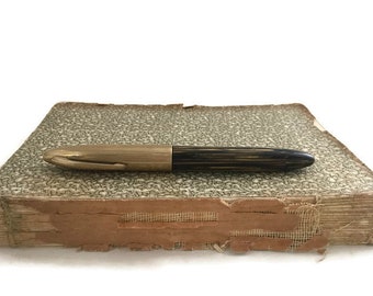 Vintage 1940s Sheaffer's Lifetime Pen 14k Nib Brown Striated White Dot