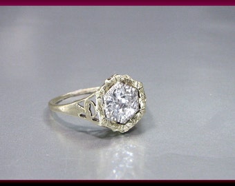 Vintage Diamond Engagement Ring Art Deco Diamond Engagement Ring with Old European Cut Diamond 14K Yellow Gold Wedding Ring - ER 614M