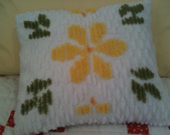 Pillow made from Vintage Chenille bedspread