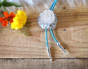 Silver Dipped Antler Rosette Bolo Tie