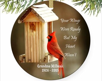 Cardinal Ornament, Memorial Ornament, In Memory Of Gift, Bird Keepsake, Your Wings Were Ready But My Heart Wasnt, Memory Gift, Name Ornament