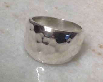 Hammered Texture Ring Sterling Silver