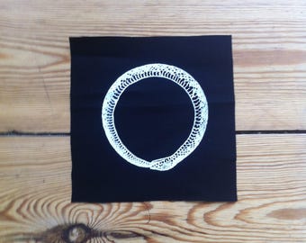 Ouroboros Patch, Sew on Patch, Screen Printed Patch, Black Patch, punk patch