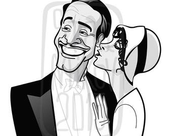 Illustration of main actors from the movie "The Actor"
