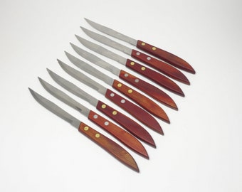Mid Century Volrath Set of 9 Serrated Stainless Steak Knives Rosewood Handle Serrated Steak Knives Very Sharp Serrated Steak Knives