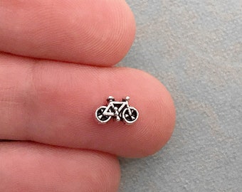 1 Silver Bicycle Floating Charm Silver Tone 8mm Floating Charm Memory Locket