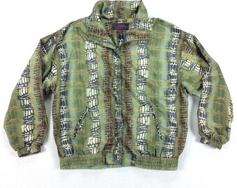 Vintage 90s Windbreaker Jacket Size Large L Boxy Abstract Print Lightweight