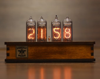IN-14 Nixie Tube Retro Desk Clock Assembled Tested Wooden Case Adapter 110/240V