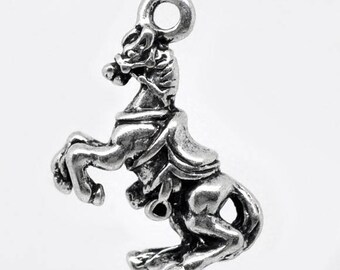 x 1 charm pendant silver metal cowboy horse.