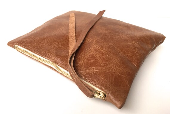 Leather pouch brown, brown leather purse, small leather bag brown