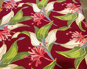 Fab 40s Vintage Tropical Floral Fabric with a Whimsical Twist// //Cotton Yardage// Upholstery//Drapery// New Old Stock//BTY 5 YARDS