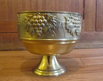 Brass Repousse Pedestal Planter