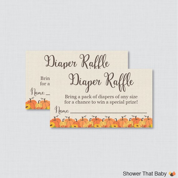 Pumpkin Baby Shower Diaper Raffle Tickets  and Diaper Raffle