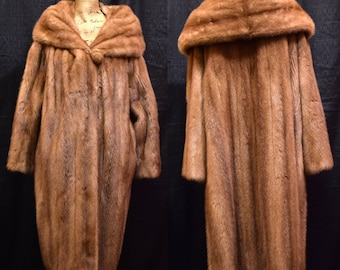 Full Mink Coat | Vintage Emba Pastel, Natural Brown Royal Quality. Long, Full Length Jacket. Soft, Luxurious, Real Fur, Super High Quality