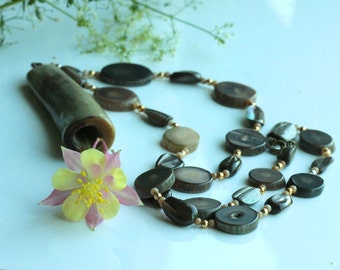 Cool Vintage Horn Slice Necklace AMAZING Details