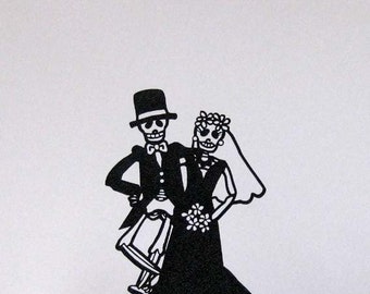 Wedding Cake Topper - Halloween Wedding Cake Topper, Skeleton Wedding Cake Topper