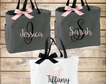 Personalized Bridal Tote Bag, Bridesmaid Tote Bag, Maid of Honor Tote Bag, Monogrammed Tote Bag (BR031)