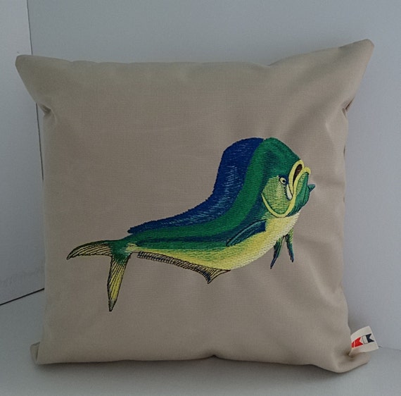 DOLPHIN FISH 16 x 16 custom embroidered pillow