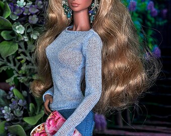 ELENPRIV floral printed leather bag Fashion Royalty FR2 Color Infusion NuFace Silkstone Barbie Poppy Parker BJD Tonner Sybarites FR:16 dolls