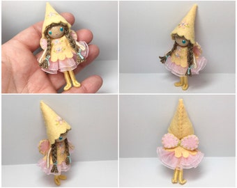 Fairy Bendy Doll by Princess Nimble-Thimble, Waldorf Felt Bendable DollHouse Doll- Small Felt Doll, Flower Fairy, Nature Table Decor