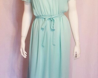 Vintage Sunshine Alley Seafoam Floral Sundress, Size 12