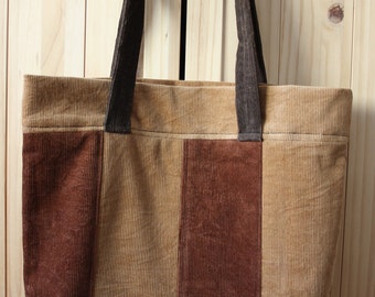 SALE Corduroy Patchwork Tote Bag