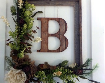 Everyday Wreaths, Farmhouse Wreath, Year Round Wreaths, Monogram Wreath, Front Door Wreaths, Burlap Wreath, Newlywed Gift, Modern Farmhouse