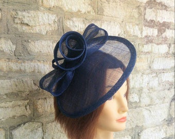 Navy blue Wedding hat wedding fascinator hat races fascinator races hat church hat navy formal hat navy blue tea party hat