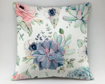 Succulent pillow cover Floral pillow Botanical pillow flower pillow Throw pillow cactus pillow accent pillow greenery pillow aloe pillow