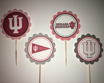 Indiana University Hoosiers - 12 cupcake toppers