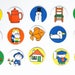 15 cardboard circles with Nijntje / Miffy and other prints made by Dick Bruna