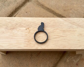 Adorable Black Cat Ring - Laser Cut Acrylic - Glossy Finish - Size 7