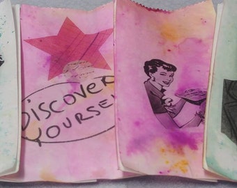 Set of 4 Altered Glassine Bags