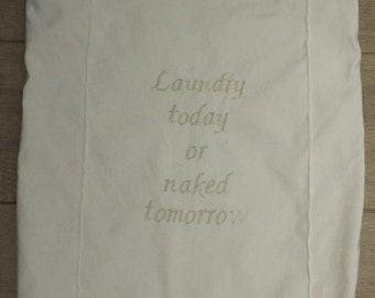 Laundry bag, embroidered, hamper