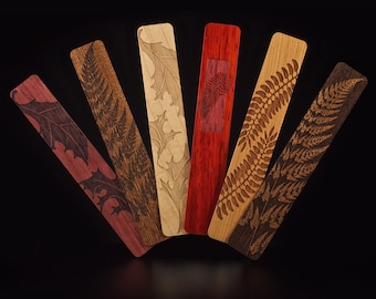 Leaves and Ferns Solid Wood Bookmark Set of 6