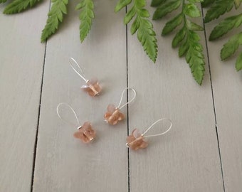 Stitch Markers. Glass Butterfly Charm. Stitch Markers for Knitting. Snag Free Stitch Markers.