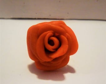 Red rose Adjustable ring polymer clay