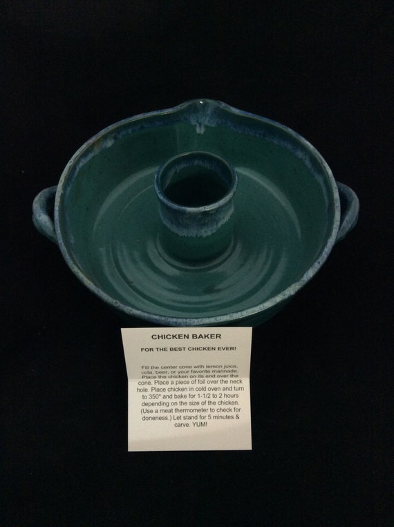 Chicken Baker/ Handmade/ Teal Glaze