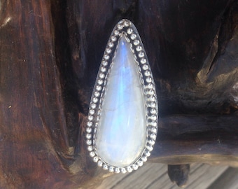 Sterling Silver and Large Moonstone Ring